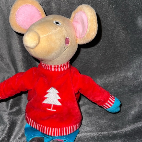 World Market Cost Plus Christmas Mouse Plush Stuffed Animal Red Shirt Tree - Picture 3 of 8